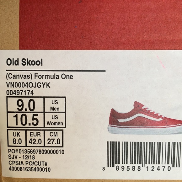 VANS OLD SKOOL CANVAS FORMULA ONE MENS - Picture 16 of 16